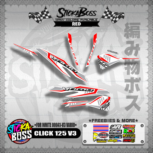 CLICK 125 V3 DECALS ( FOR WHITE 00041-V3 VARIO )【WITH FREEBIES】