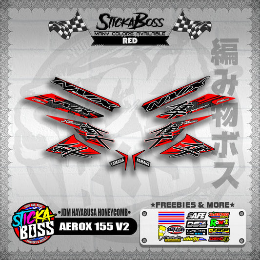 AEROX 155 V2 DECALS ( JDM HAYABUSA HONEYCOMB )【WITH FREEBIES】