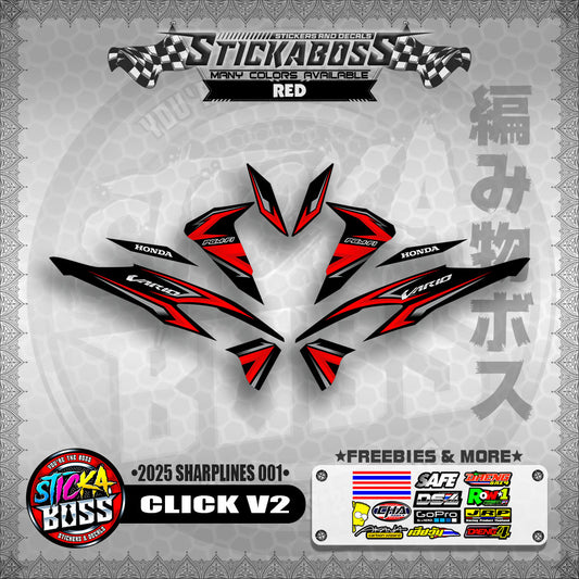CLICK V2 INDO STICKER DECALS ( 2025 SHARPLINES 001 )【WITH FREEBIES】
