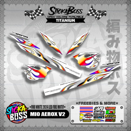 MIO AEROX V2 DECALS ( FOR WHITE 2024 LED FIRE MOTIF )【WITH FREEBIES】