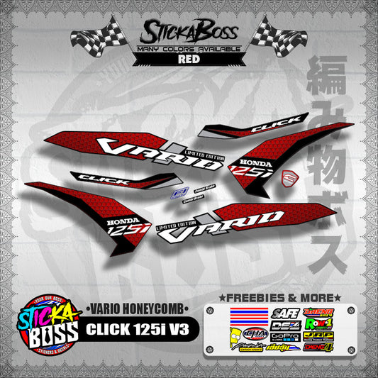 CLICK 125i V3 DECALS ( VARIO HONEYCOMB )【WITH FREEBIES】