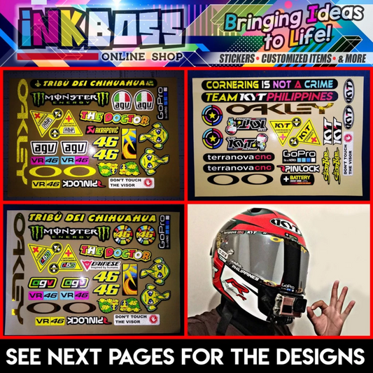 [ BUNDLE SET ] REFLECTORIZED VISOR STICKERS [ THICKER QUALITY / HD PRINTOUT / MACHINE CUT ]