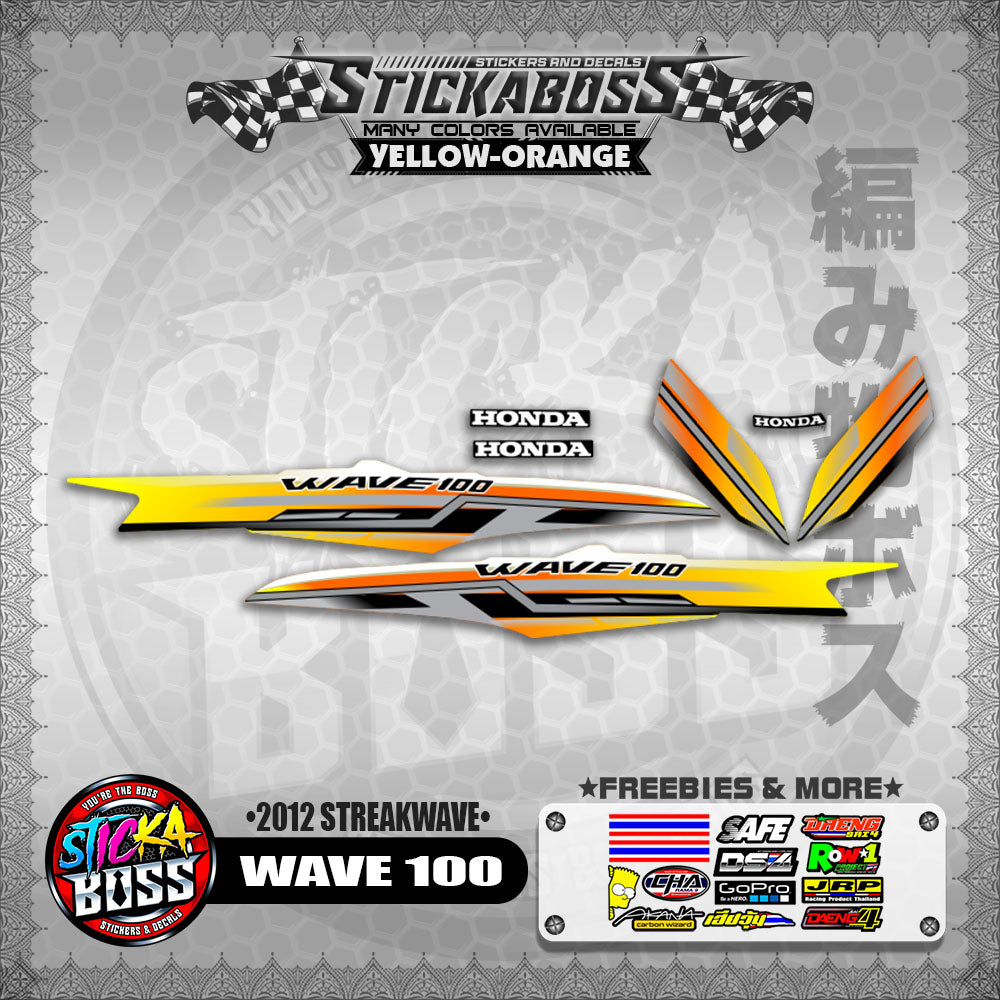 WAVE 100  STICKER DECALS ( 2012 STREAKWAVE ) 【WITH FREEBIES】