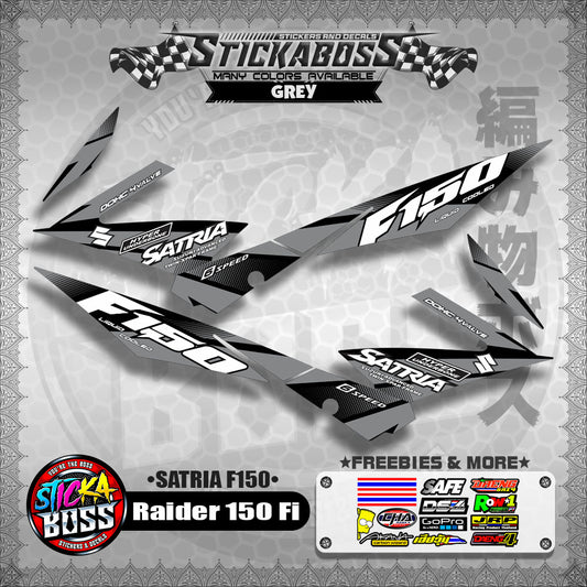 Suzuki Raider 150 Fi Stock Decals GREY (Satria F150)【PREMIUM GLOSSY LAMINATED】