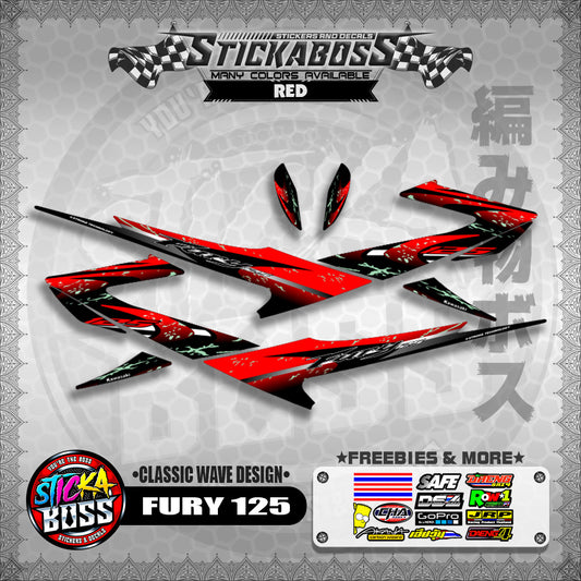 FURY 125 STICKER DECALS ( CLASSIC WAVE DESIGN )【WITH FREEBIES】