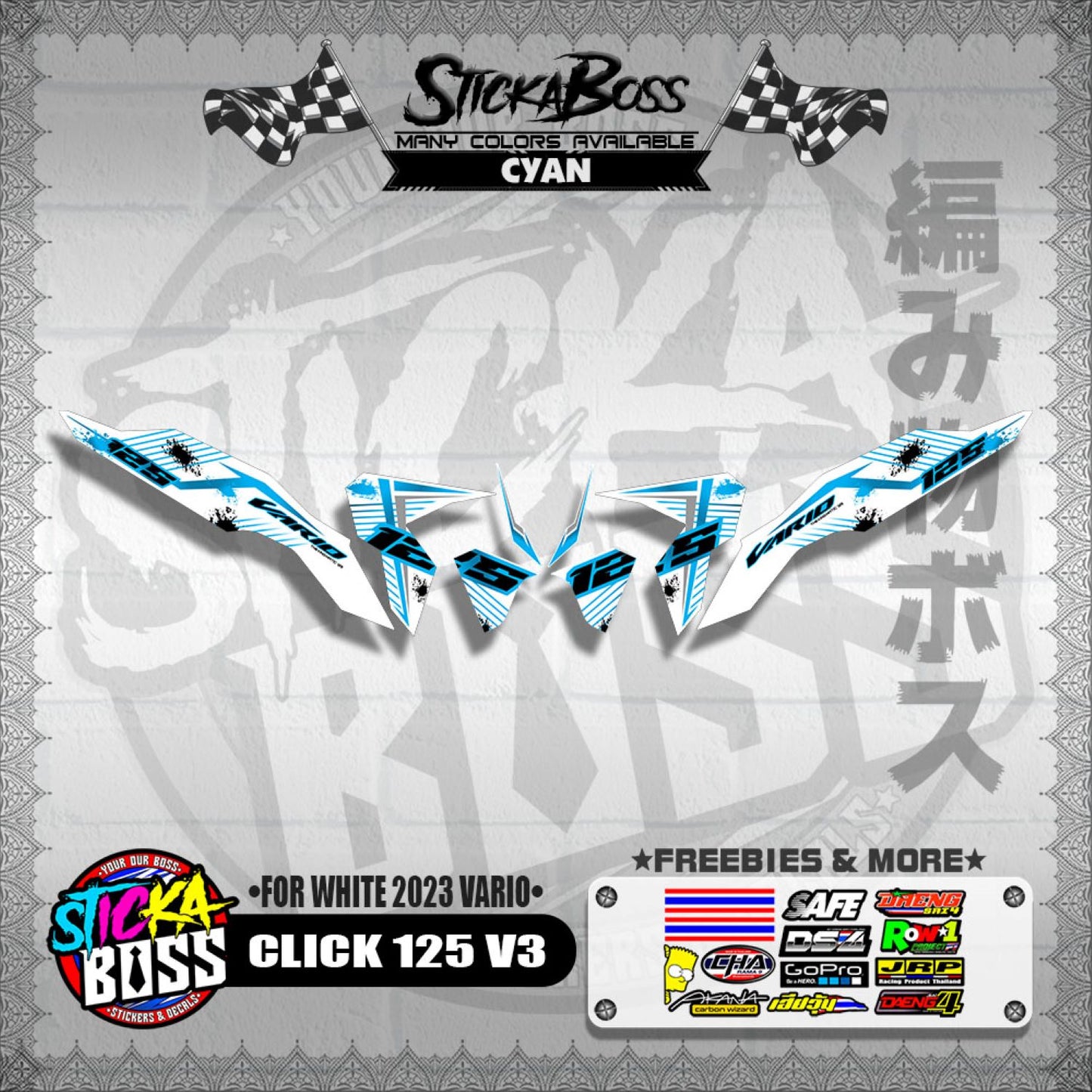 CLICK 125 V3 DECALS ( FOR WHITE 2023 VARIO )【WITH FREEBIES】