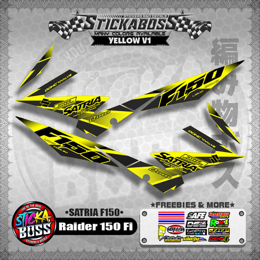 Suzuki Raider 150 Fi Stock Decals YELLOW (Satria F150)【PREMIUM GLOSSY LAMINATED】