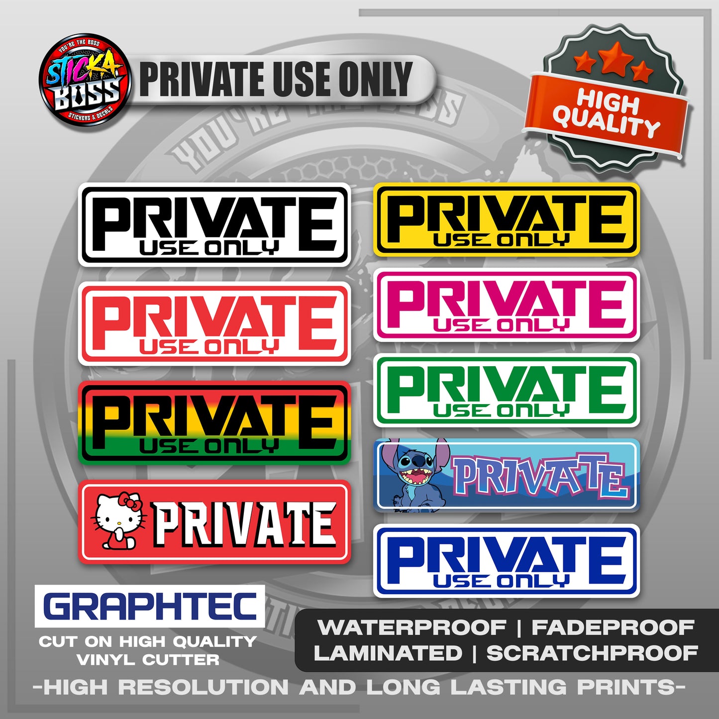PRIVATE USE ONLY | VINYL WATERPROOF STICKER | PREMIUM LAMINATED【PRINTED】