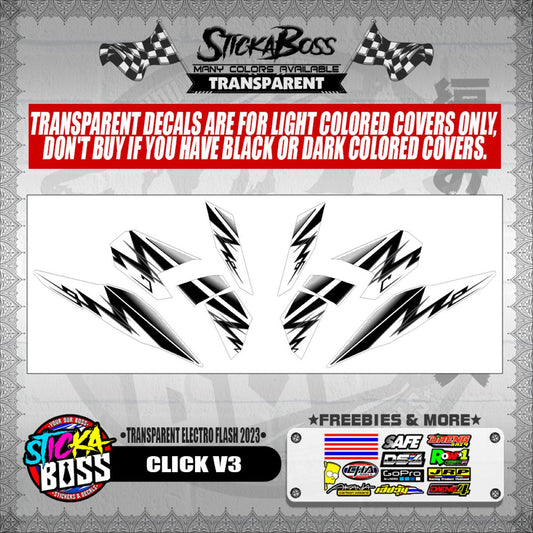CLICK V3 DECALS ( TRANSPARENT ELECTRO FLASH 2023 )【WITH FREEBIES】