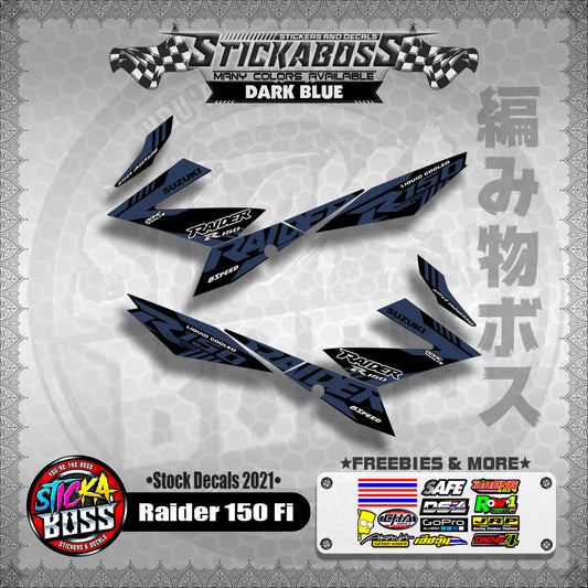 Suzuki Raider 150 Fi Stock Decals 2021 (DARK BLUE)【PREMIUM GLOSSY LAMINATED】