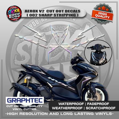 AEROX V2 CUT OUT DECALS ( 002 SHARP STRIPPING ) | VINYL WATERPROOF CUT-OUT STICKER DECALS