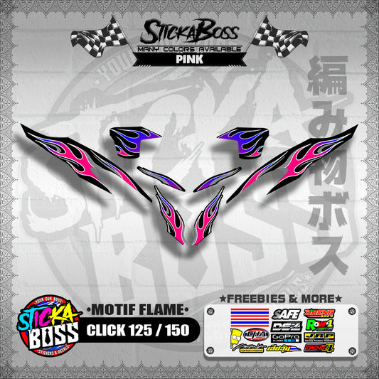 CLICK 125 / 150 V2 DECALS ( MOTIF FLAME )【WITH FREEBIES】