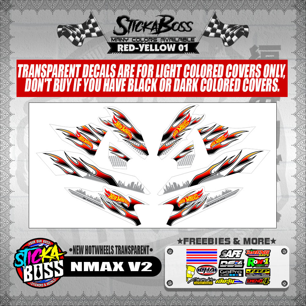 NMAX V2 DECALS ( NEW HOTWHEELS TRANSPARENT )【WITH FREEBIES】