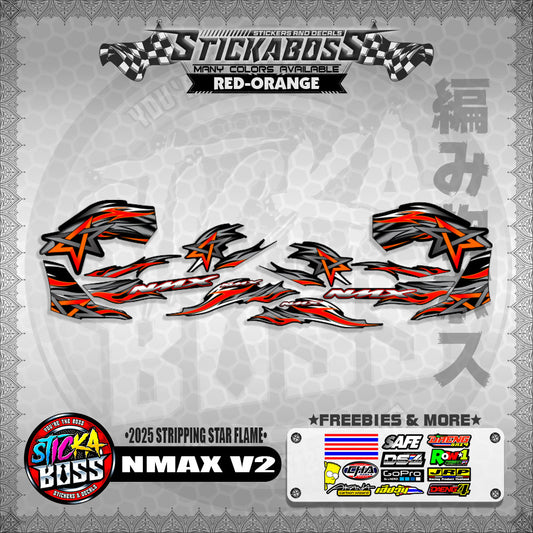 NMAX V2 STICKER DECALS ( 2025 STRIPPING STAR FLAME )【WITH FREEBIES】
