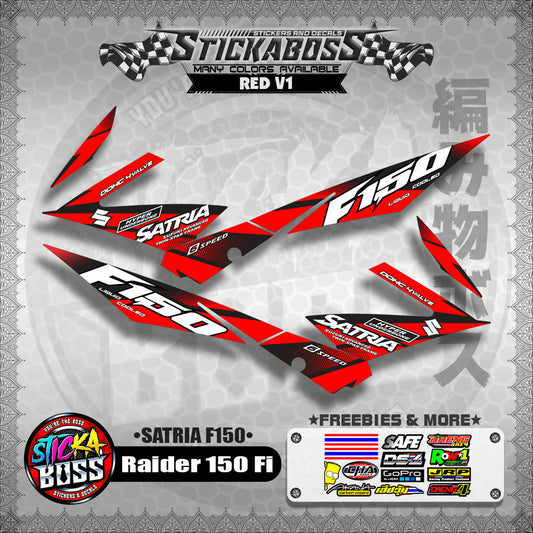 Suzuki Raider 150 Fi Stock Decals RED (Satria F150)【PREMIUM GLOSSY LAMINATED】
