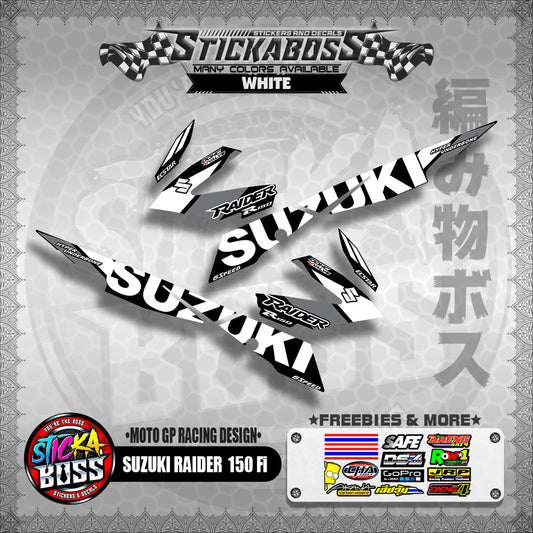 Suzuki Raider 150 Fi Decals WHITE ( MotoGP Racing Design )【WITH FREEBIES】