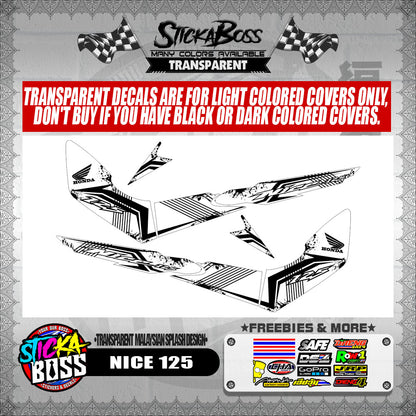 NICE 125 DECALS ( TRANSPARENT MALAYSIAN SPLASH DESIGN )【WITH FREEBIES】