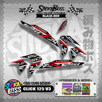 CLICK 125i V3 DECALS ( THAI CAMO DESIGN )【WITH FREEBIES】