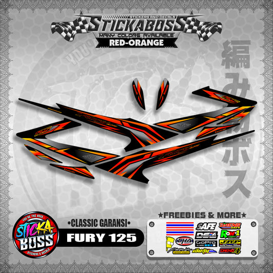 FURY 125 STICKER DECALS ( CLASSIC GARANSI )【WITH FREEBIES】