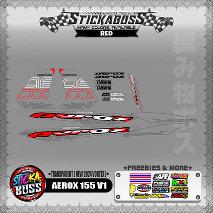[ PREMIUM UV PRINT ] TRANSPARENT  AEROX 155 V1 DECALS ( NEW 2024 VORTEX )【WITH FREEBIES】