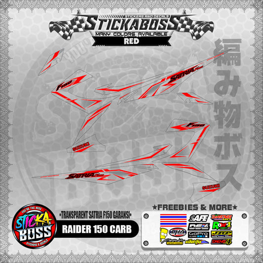 【PREMIUM UV PRINT】TRANSPARENT RAIDER 150 CARB DECALS ( SATRIA F150 GARANSI )【WITH FREEBIES】