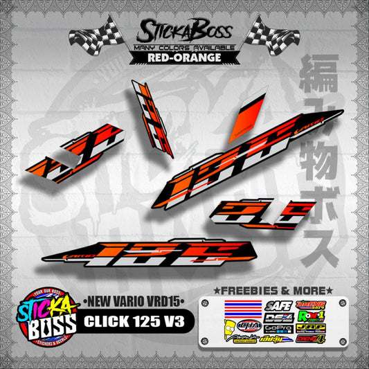 CLICK 125 V3 DECALS ( NEW VARIO VRD15 )[ PREMIUM GLOSSY LAMINATED ]【WITH FREEBIES】