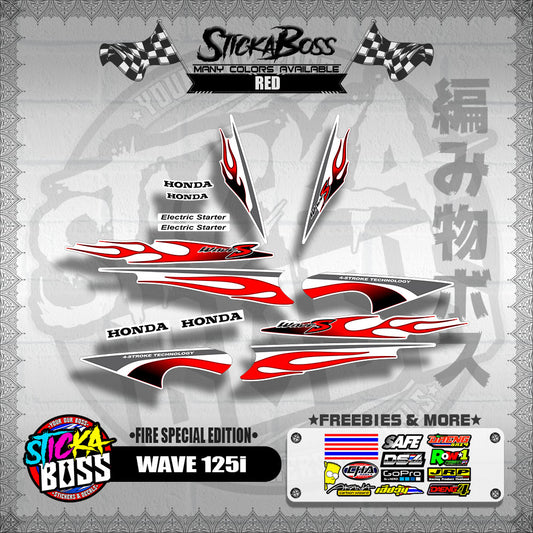 WAVE 125 S DECALS ( FIRE EDITION )【WITH FREEBIES】