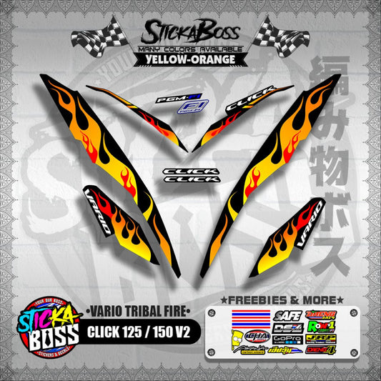 CLICK 125 / 150 V2 DECALS ( VARIO TRIBAL FIRE )【WITH FREEBIES】