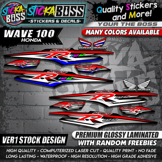 HONDA WAVE 100 R DECALS (Ver1 Stock Design)【WITH FREEBIES】