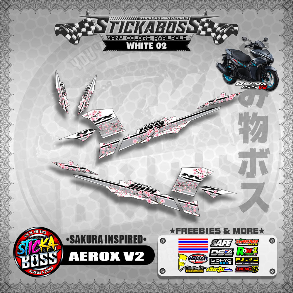 AEROX V2 STICKER DECALS ( SAKURA INSPIRED )【WITH FREEBIES】