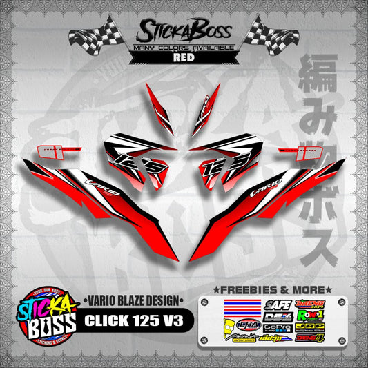 CLICK 125 V3 DECALS ( VARIO BLAZE DESIGN )【WITH FREEBIES】