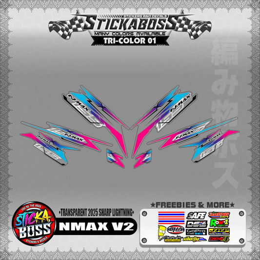 【PREMIUM UV PRINT】TRANSPARENT NMAX V2 INDO STICKER DECALS ( 2025 SHARP LIGHTNING )【WITH FREEBIES】