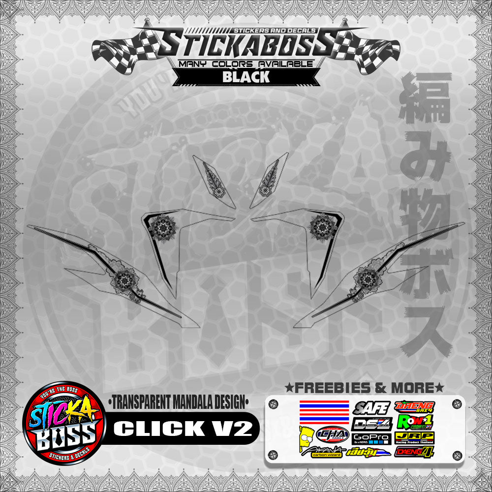 Click Project Decals 【PREMIUM UV PRINT】TRANSPARENT CLICK V2 DECALS ( MANDALA DESIGN )【WITH ...