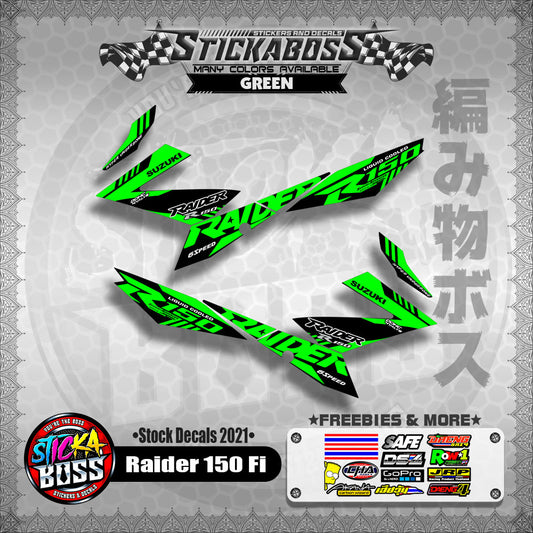 Suzuki Raider 150 Fi Stock Decals 2021 (GREEN)【PREMIUM GLOSSY LAMINATED】