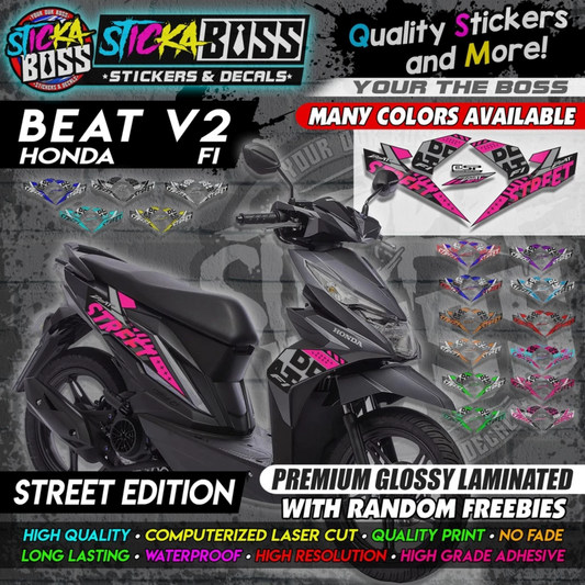 Honda Beat Fi V2 Stock Decals (Street Edition)【PREMIUM GLOSSY LAMINATED】
