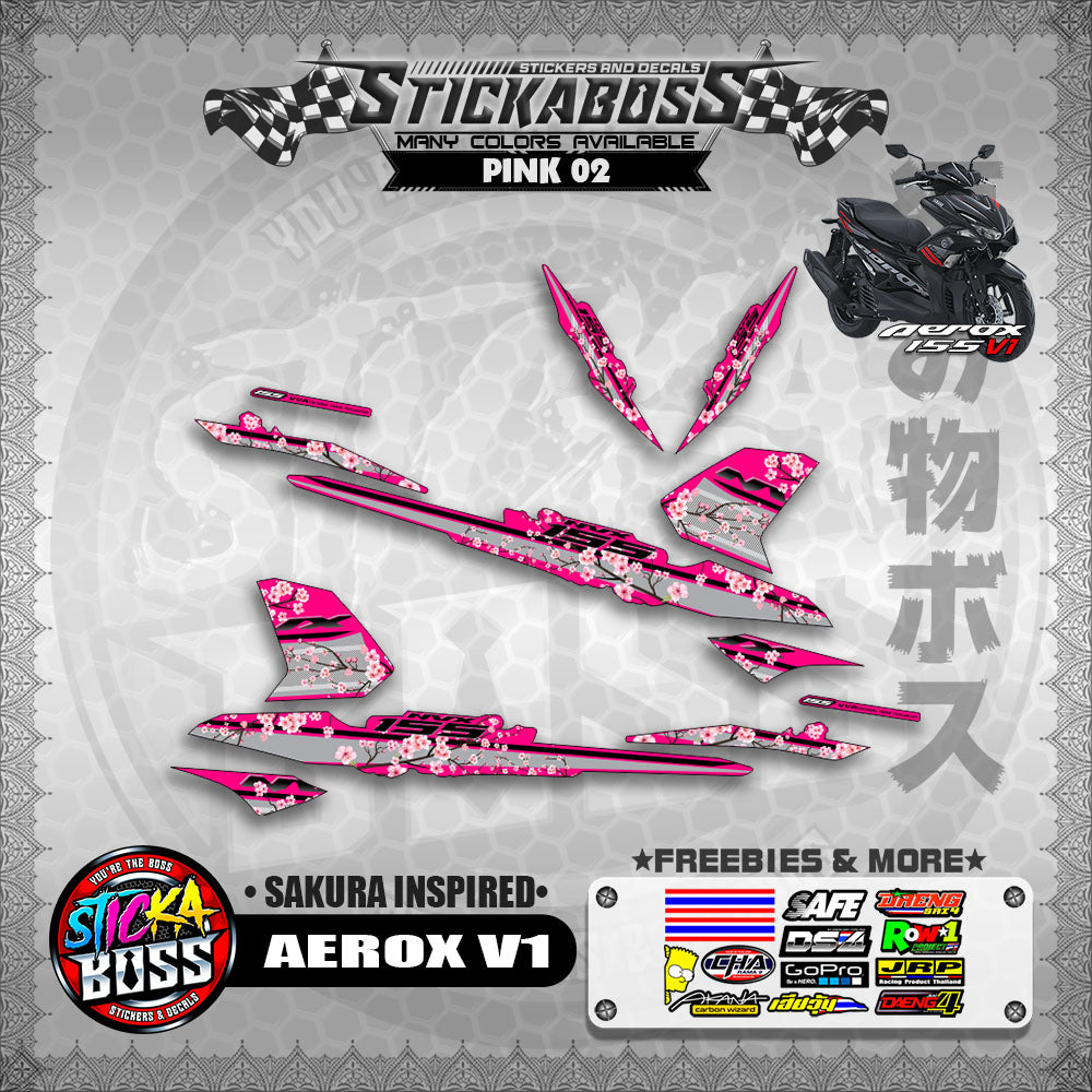 AEROX V1 STICKER DECALS ( SAKURA INSPIRED )【WITH FREEBIES】