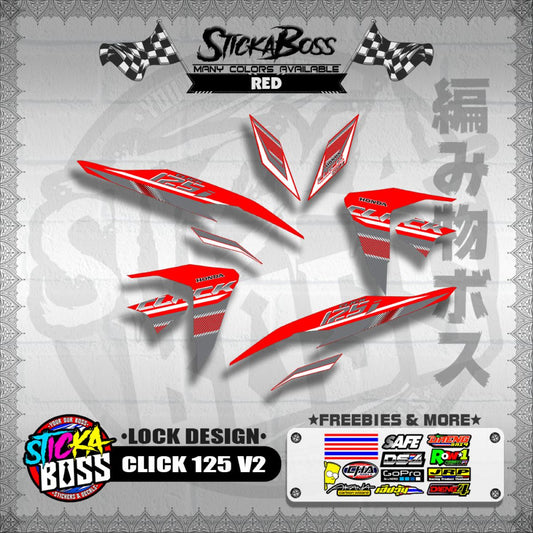 CLICK 125 V2 DECALS ( LOCK DESIGN )【WITH FREEBIES】
