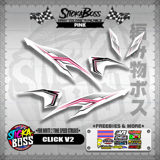 CLICK V2 DECALS ( FOR WHITE 2 TONE SPEED STREAKS ) [ PREMIUM GLOSSY LAMINATED ]【WITH FREEBIES】