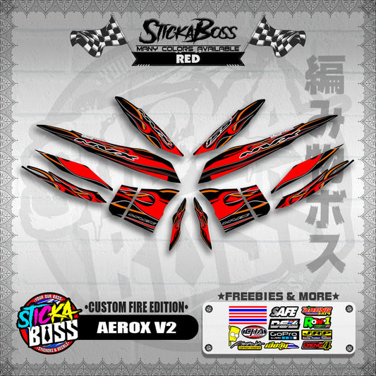 AEROX V2 DECALS ( CUSTOM FIRE EDITION )【WITH FREEBIES】