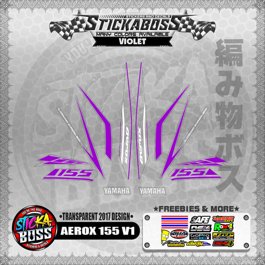 【PREMIUM UV PRINT】TRANSPARENT AEROX 155 V1 STOCK DECALS ( 2017 DESIGNS )【WITH FREEBIES】