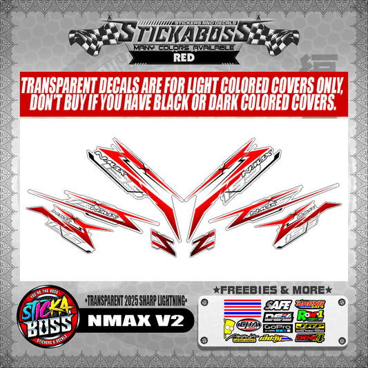 NMAX V2 INDO STICKER DECALS ( TRANSPARENT 2025 SHARP LIGHTNING )【WITH FREEBIES】