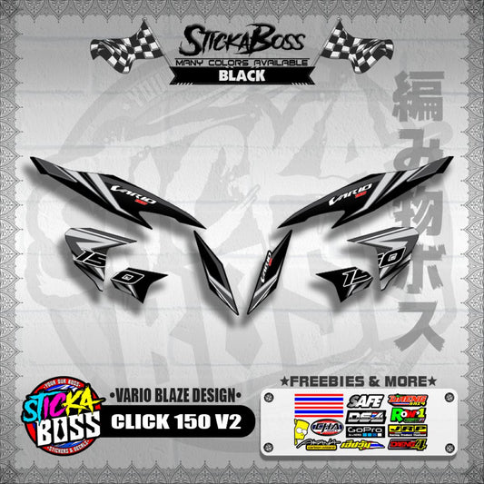 CLICK 150 V2 DECALS ( VARIO BLAZE DESIGN )【WITH FREEBIES】