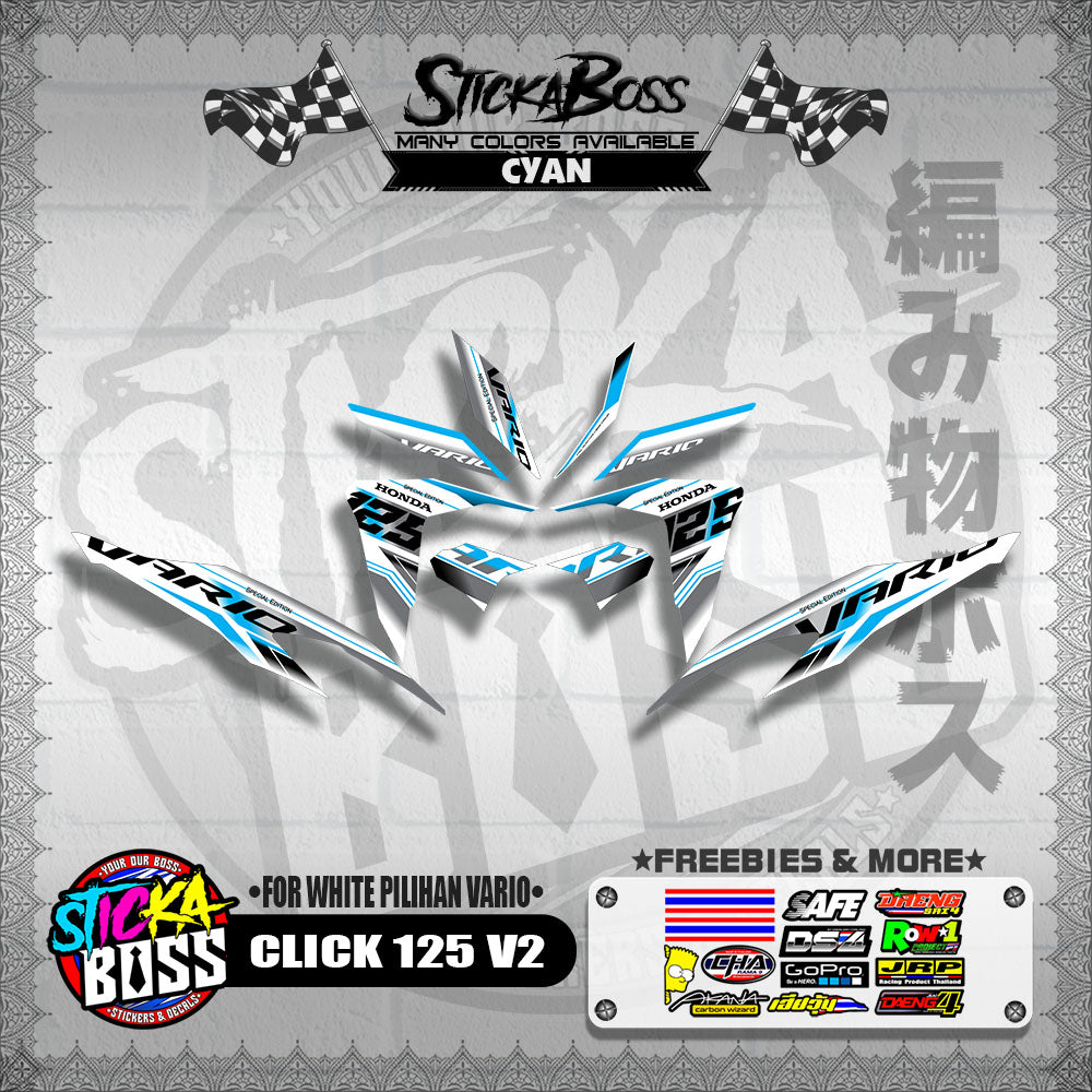 CLICK 125 V2 MALAYSIAN DECALS ( FOR WHITE PILIHAN VARIO )【WITH FREEBIES】