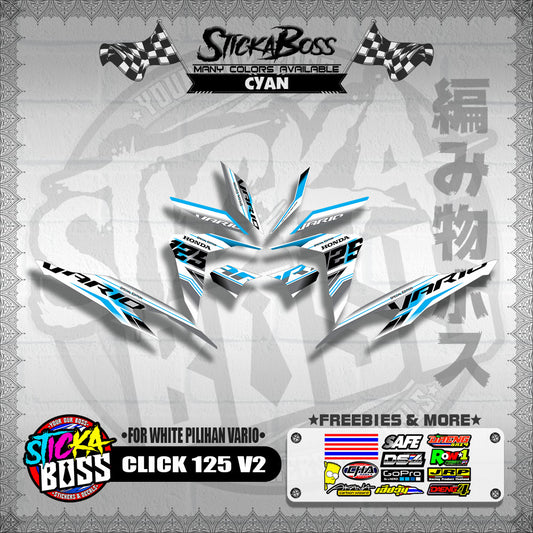 CLICK 125 V2 MALAYSIAN DECALS ( FOR WHITE PILIHAN VARIO )【WITH FREEBIES】
