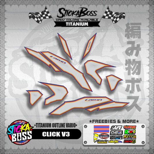CLICK V3 DECALS ( TITANIUM OUTLINE VARIO  )【WITH FREEBIES】