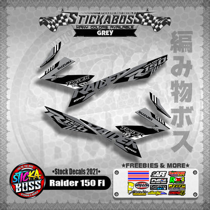 Suzuki Raider 150 Fi Stock Decals 2021 (GREY)【PREMIUM GLOSSY LAMINATED】