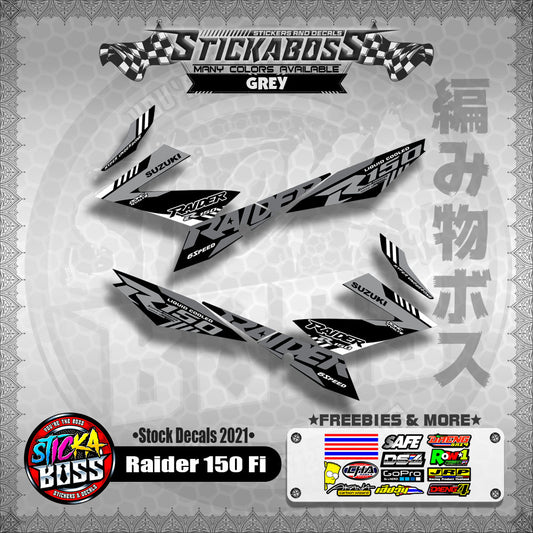 Suzuki Raider 150 Fi Stock Decals 2021 (GREY)【PREMIUM GLOSSY LAMINATED】
