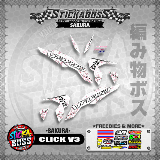 CLICK V3 STICKER DECALS (  SAKURA )【WITH FREEBIES】