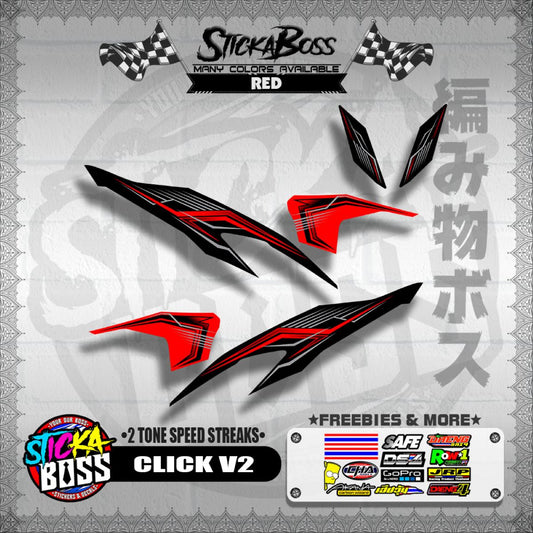 CLICK V2 DECALS ( 2 TONE SPEED STREAKS )【WITH FREEBIES】