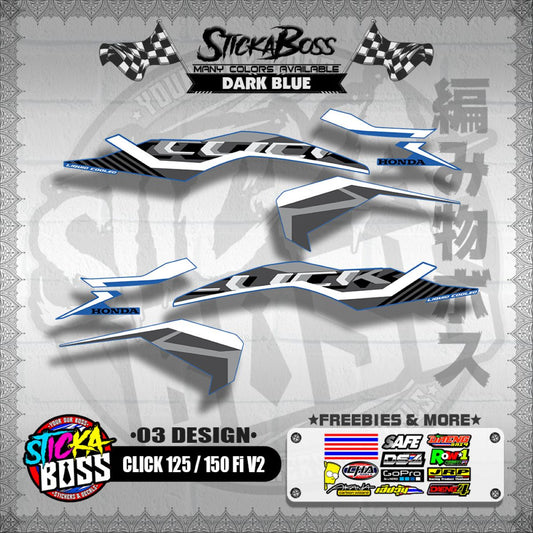 CLICK 125 / 150 Fi V2 DECALS ( 03 DESIGN )【WITH FREEBIES】